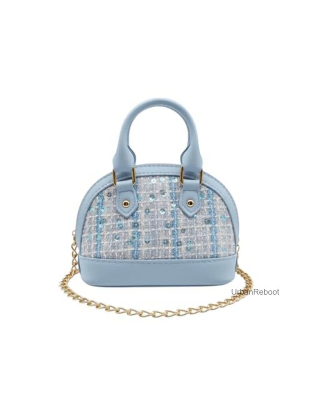Sparkly Tweed Sequin Mini Tote Bag Micro Faux Leather Crossbody Purse 2-Way